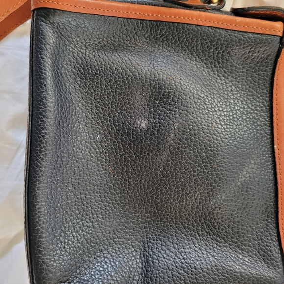 Liz Claiborne Vintage Genuine Leather Black & Brown Crossbody Shoulder Bag Purse - Picture 8 of 9